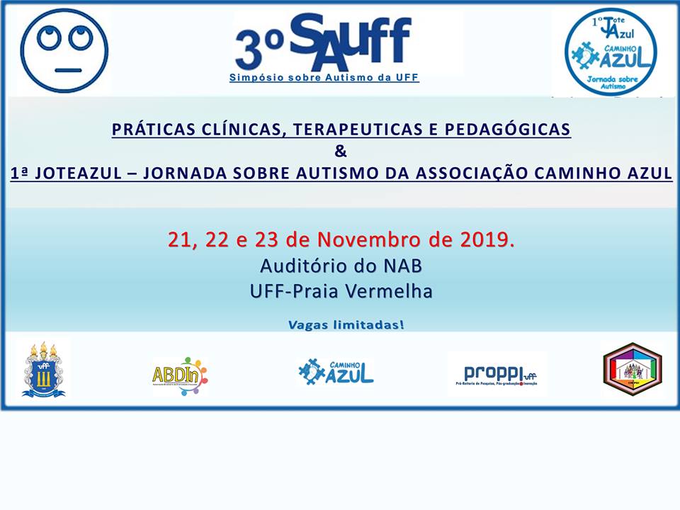 #pratodosverem sobre um fundo em tons de branco e azul, o flyer de divulgação tendo acima as logos e abaixo os títulos dos eventos e os temas. Em seguida as informações sobre data e local. Na parte inferior, as logos da UFF, ABDIN, do Caminho Azul da Proppi e do CMPDI. Fim da descrição
